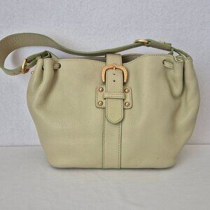 DOONEY & BOURKE Pebbled Leather Shoulder Bag Lime Green Buckle Closure